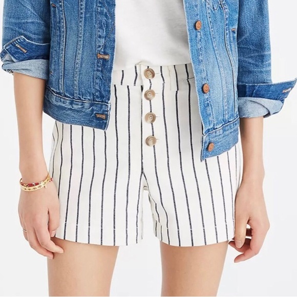 Madewell Emmett high rise button front striped shorts! - Picture 2 of 11